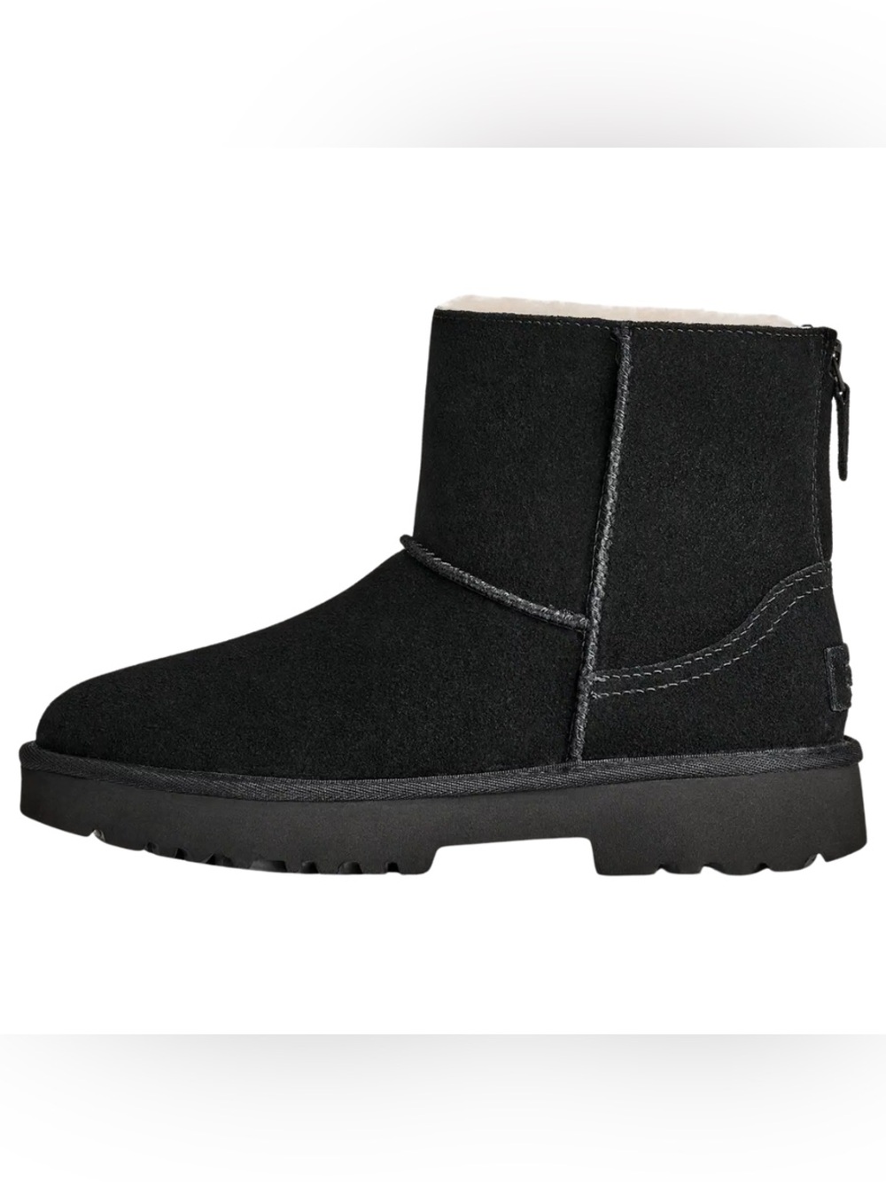 UGG Classic Mini Black Suede Shearling Boot